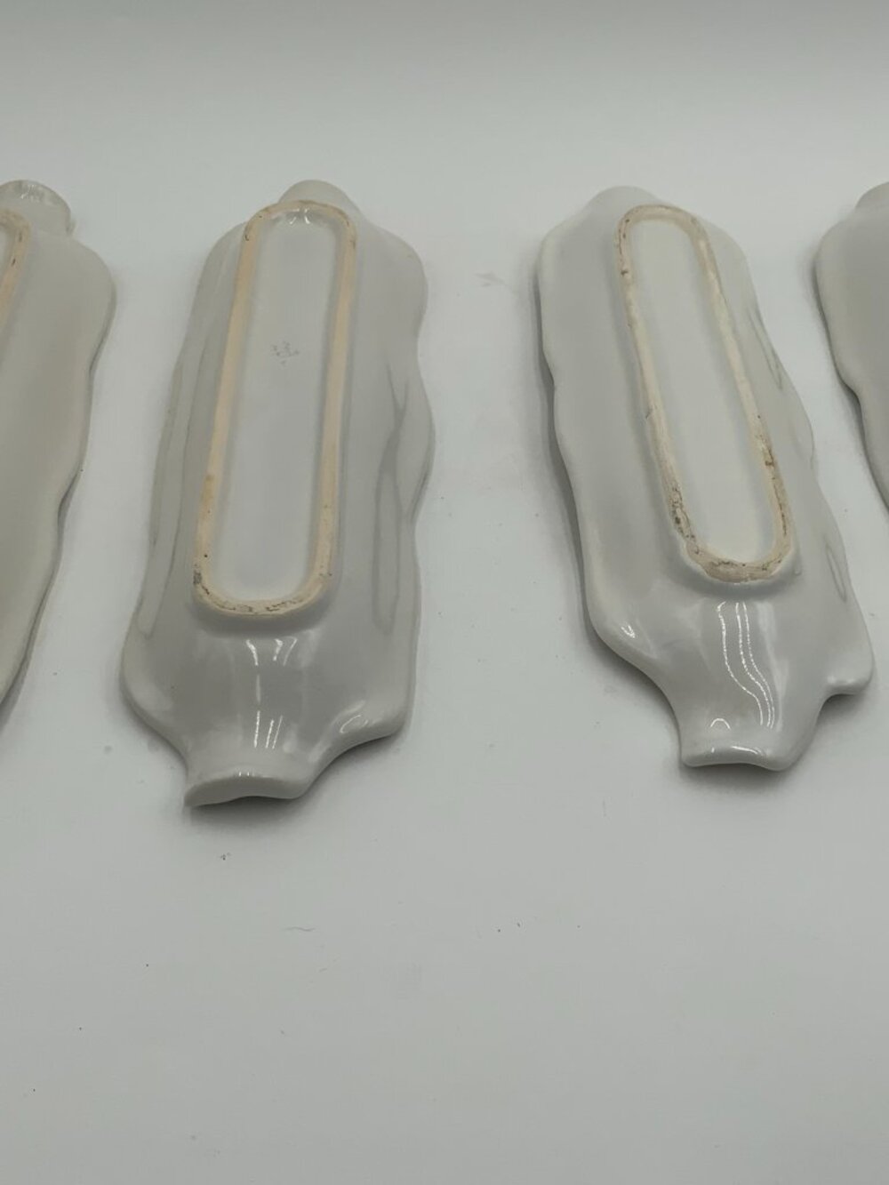 Ivory Ceramic Corn on the Cob Holders Japan Set Of 4 - Picture 3 of 7